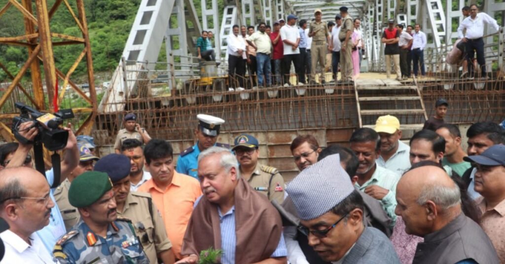 Indian Ambassador Naveen Srivastava monitoring the Mahakali River motor bridge connecting Nepal India